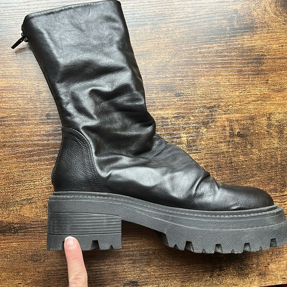 Free People Emma Leather Ruched Platform Boots - Picture 7 of 16